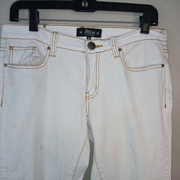 ABBEY DAWN STAR POCKET EMO SKATE JEAN, CREAM COLOR, SIZE 11 - Picture 2 of 8